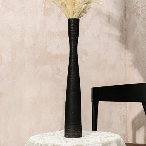Nuogo 20'' Black Tall Floor Vases Ceramic Skinny Long Vase for Pampas Grass Modern Minimalist Tall Flower for Fireplace Living Room Home Decor - color: Black