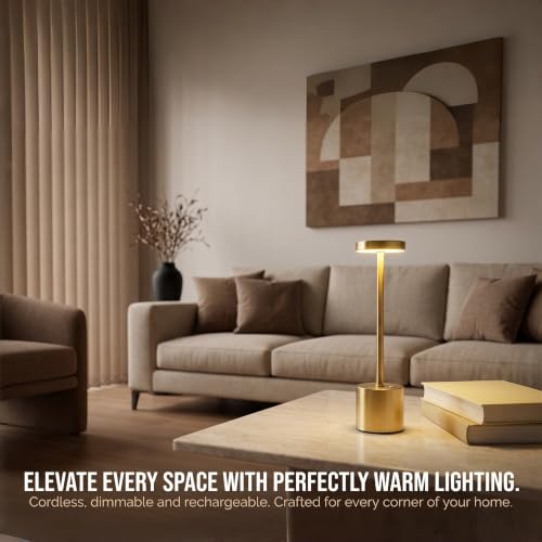 Cordless Table Lamp Set of 2, Gold Rechargeable Table Light - color: 2 Pcs Gold