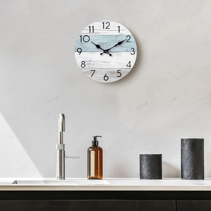 KECYET 8 Inch Wall Clock, Silent Battery Operated Analog Clock, Blue White - color: A_blue
