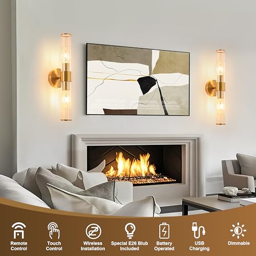 Gold Battery Operated Wall Sconces 1 Pack, Dimmable Rechargeable Sconce - color: Brushed Gold（1 Pack）