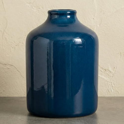 Sunddo Blue Ceramic Vase, 8 Inch - color: Dark Blue, size: 8 inch