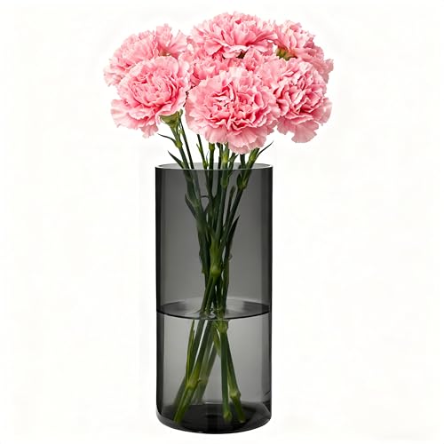 Flower Vase, Non-breakable Vases, 5" W x 8" H, Acrylic Grey Vase, Aesthetic Room Decor Cylindrical Modern Flower Vases for Table Centerpiece, Home Decor, Women Floral Arrangement Gift - color: Gray, size: 5" W x 8" H