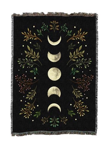 Pure Country Weavers Moonlight Garden Olive by Episodic Drawing - Gift Tapestry Throw Blanket Woven from Cotton - Made in The USA (50X60) - color: Moonlight Garden Olive, size: 50x60
