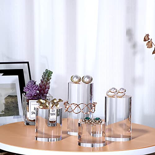 Hipiwe 4-Pack Acrylic Display Risers Figures Display Stand Holder, Cylinder