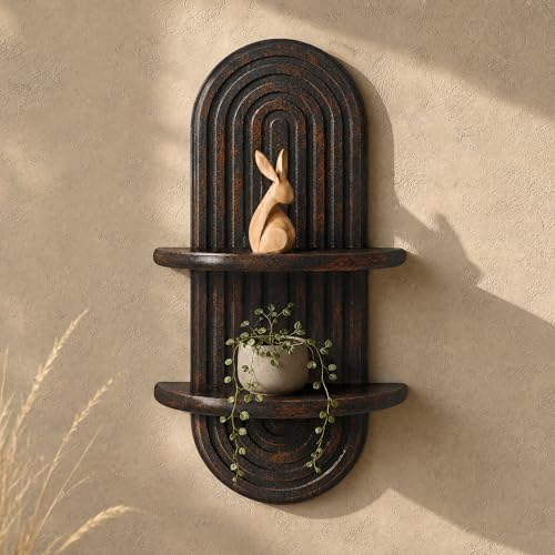 Plant Wall Shelf: Hanging Plant Shelf for Kitchen Decor, Distressed Black - color: Distressedblack