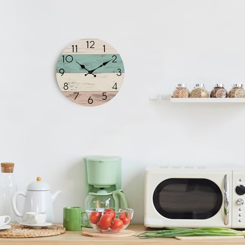 KECYET 8 Inch Wall Clock, Silent Battery Operated Analog Clock, Green - color: G_green