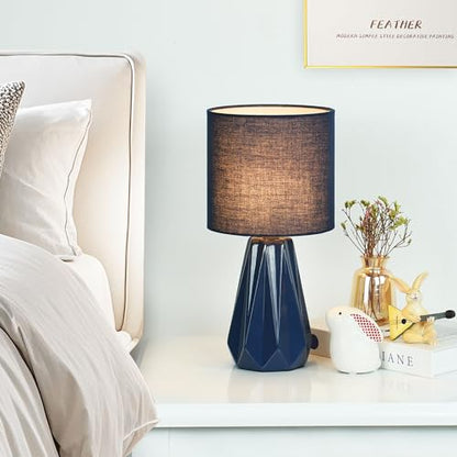 Elisa Navy Blue Small Table Lamp for Living Room as Bedside Table Lamp for Bedroom,Modern Ceramic Kids Night Table Lamp,Φ6.1×H12.4IN,Bulb Excluded - color: Navy Blue