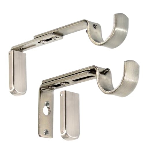 Adjustable Curtain Rod Brackets for Wall 2 Pack, Heavy Duty, Brushed Nickel - color: Brushed Nickel - Set of 2