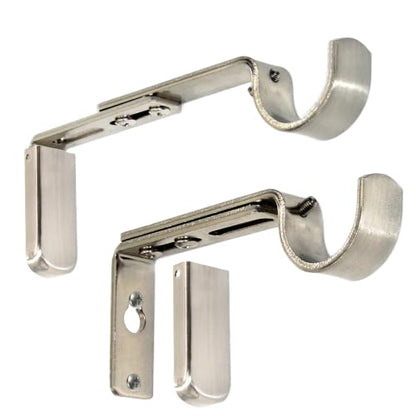 Adjustable Curtain Rod Brackets for Wall 2 Pack, Heavy Duty, Brushed Nickel - color: Brushed Nickel - Set of 2