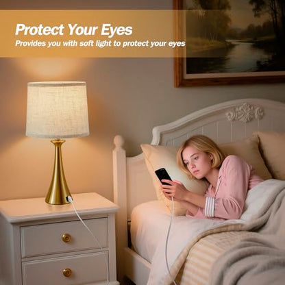 Touch Table Lamps Set of 2, 21" Bedside Lamps with USB C+A, Gold - color: Gold 2pcs