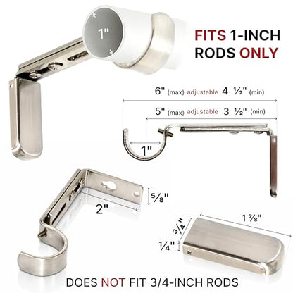 Adjustable Curtain Rod Brackets for Wall 3 Pack, Heavy Duty, Brushed Nickel - color: Brushed Nickel - Set of 3