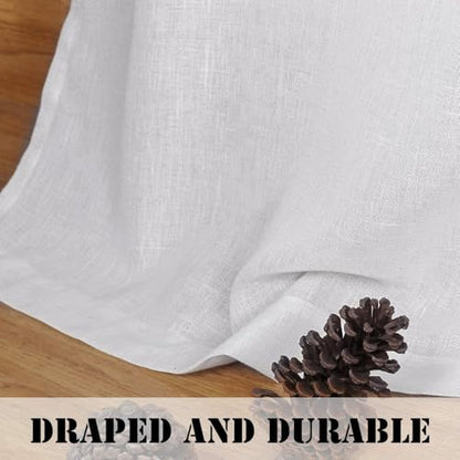 H.VERSAILTEX Window Curtain Linen Textured Semi Sheer Panels for Small Windows/Kitchen/Living Room/Bedroom, Rod Pocket, Natural & Durable (52 inch W X 63 inch L, Set of 2, Heathered White) - color: *Heathered White, size: 52"W x 63"L (Pack of 2)