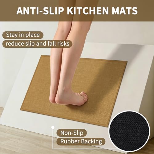 SHACOS Non Slip Kitchen Sink Rug, 17x30 Inch, Mustard - color: Mustard, size: 17x30"