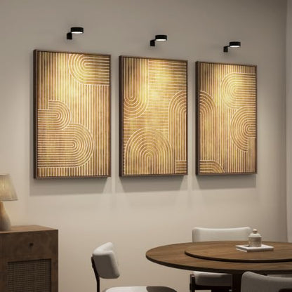 Framed 3D Wood Abstract Modern Textured Wall Decor Living Room, 24x36 Inch - color: Neutral