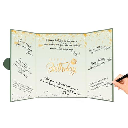 Crenics Green and Gold Birthday Guest Sign in Book Alternative 18" x 12" - color: Green & Gold