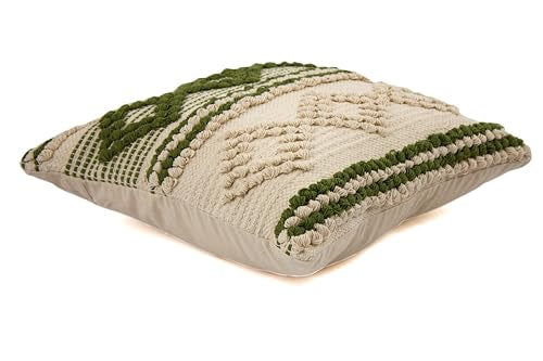 TreeWool 100% Cotton Woven Throw Pillow Cover (Pack of 1, 18" x 18", Green) - color: Green