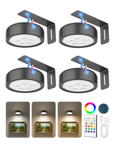 4 Pack Picture Lights for Wall, 2000mAh Rechargeable Poster Light - size: 4 Pack
