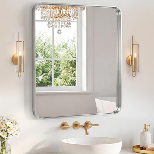 Sweetcrispy Bathroom Mirror 36x24 Inch, Vanity Mirror for Wall - color: Silver, size: 36"L x 24"W