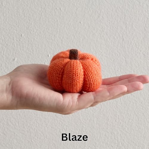Set of 5 Mini Knit Pumpkins, Sunset Orange Gold Rust (Sunset 2.5 Inch Set) - color: Sunset Set 5