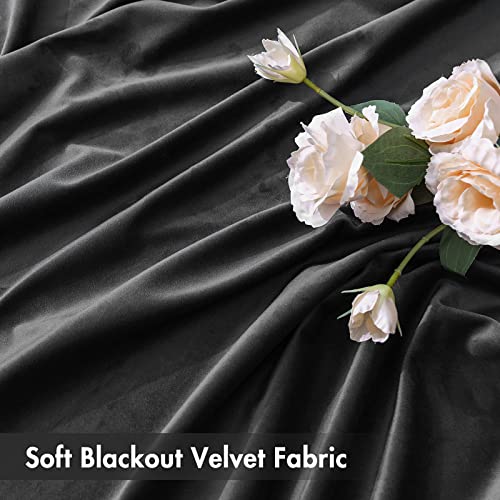MIULEE Black Blackout Velvet Curtains Drapes 63 Inch Long 52"x63" Bedroom - color: Black, size: 52"W x 63"L (Pack of 2)