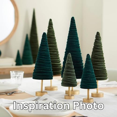 Olive Pedestal Velvet Trees Set of 3, Green Tree Tabletop, Valentine Mantel Accent, Winter Wedding Centerpiece, Cozy Modern Farmhouse (Olive) - color: Olive