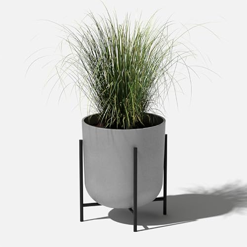 Veradek Mason Series Raised Lima Planter - Round Planter with Stand - color: Gray, size: 15 inch