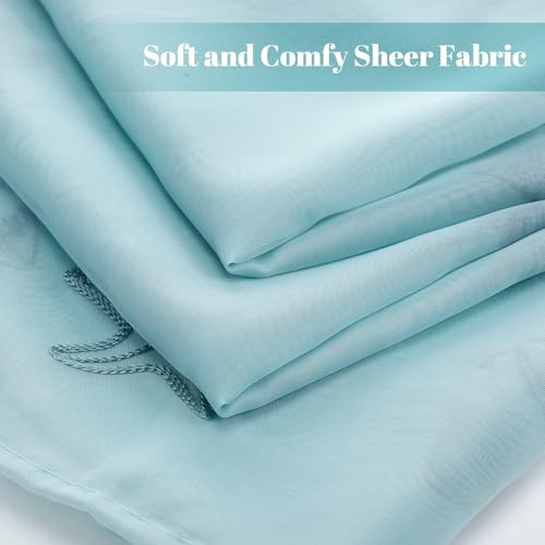 Tegeme 2 Panels Blue Ocean Sheer Curtains for Bedroom 84 Inch - color: Blue, style: Ocean
