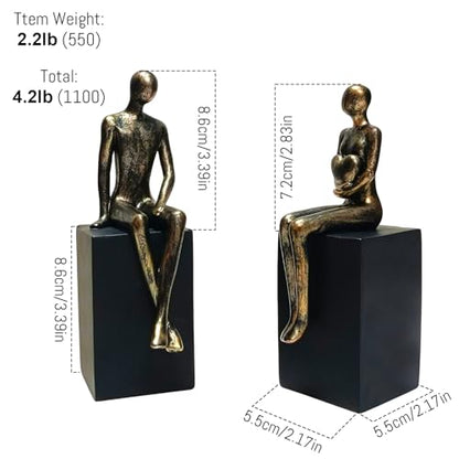 Heavy Duty Book Ends for Shelves,Iron Decorative Bookends,Reading Couple Figurine Bookends for Shelves,Non-Slip Book Holder, Modern Creative Office Company Bookends Ornament Decorations