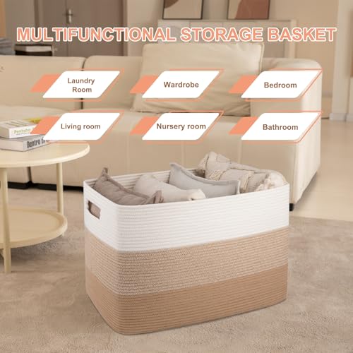 OIAHOMY 108L Extra Large Blanket Basket Dog Toy Basket Light Brown - color: Gradient Light Brown