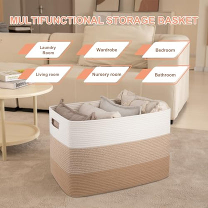 OIAHOMY 108L Extra Large Blanket Basket Dog Toy Basket Light Brown - color: Gradient Light Brown