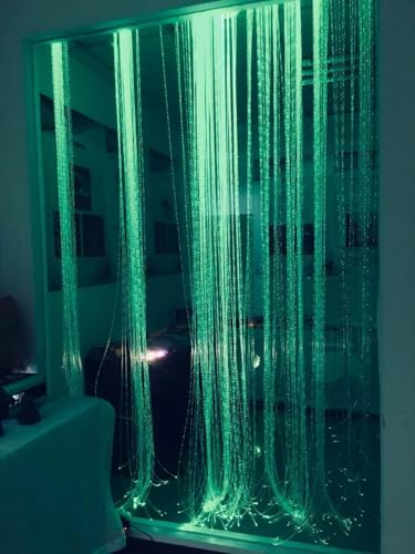AKEPO 6W RGBW Fiber Optic Curtain Lights Kit, Waterfall Curtain Light for Home Decoration with Flash Point Fiber Optical Cables 200 Strands 0.03in/0.75mm 6.5ft/2m - size: 200pcs*0.03in*6.5ft