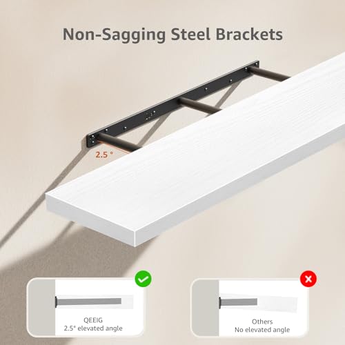 QEEIG Extra Long Floating Shelves for Wall (White, Set of 2, 47.2") - color: C. White, size: 47.2"