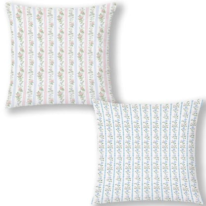 Pink and Blue Grandmillennial Flower Pillow Covers 18x18 - color: Blue Pink and Green-5, size: 18" x 18" (Pack of 1)