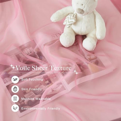 NICETOWN Pink Bed Canopies & Drapes for Kids Room, 1 Panel, W114xL180 - color: Pink, size: 114"W x 180"L (Pack of 1)