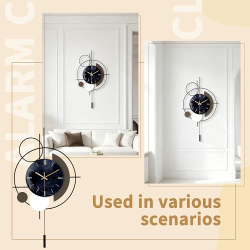 Wall Clock, Silent Quality Quartz Battery Operated with Pendulum, Large Wall Clock for Living Room Kitchen Home Bathroom Bedroom Wall Decor, 18.1x32.2inch(Black) - size: 18.1x32.2in