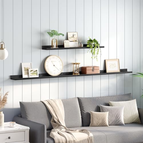 HOOBRO Floating Shelves, Wall Shelf Set of 3, 35.4 Inches Hanging Shelf - color: Black, size: 35.4 Inches