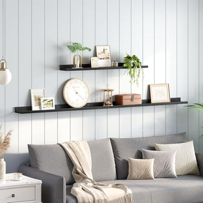 HOOBRO Floating Shelves, Wall Shelf Set of 3, 35.4 Inches Hanging Shelf - color: Black, size: 35.4 Inches