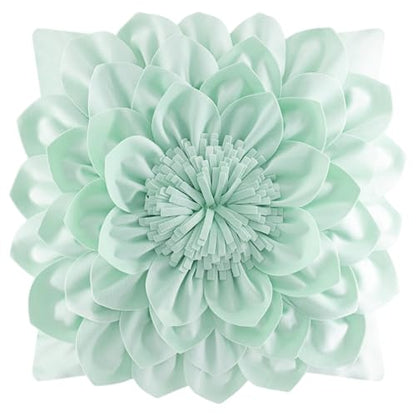 OiseauVoler Decorative 3D Flower Throw Pillow Covers 18x18 Inch - color: Mint