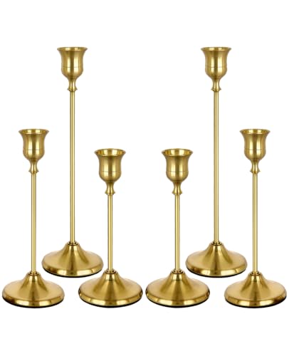 Gold Candlestick Holders Set of 6 Weighted Stable Base - color: Gold, size: Set of 6