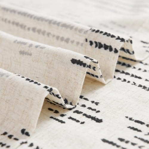 jinchan Linen Striped Tier Curtains for Kitchen Windows Black 26 x 24 inch - color: Boho Black | on Beige, size: 26"W x 24"L (Pack of 2)