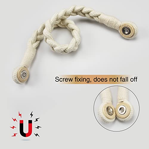 Magnetic Soft Curtain Tiebacks Rope Cotton Window Curtain Holdbacks Porlau - color: Beige, size: 4 Pack