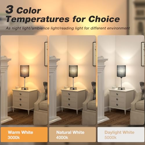 Small Bedside Table Lamp for Bedroom - Desk Lamp with USB Ports for Dorm - color: Black-Silver, size: 14.6 in