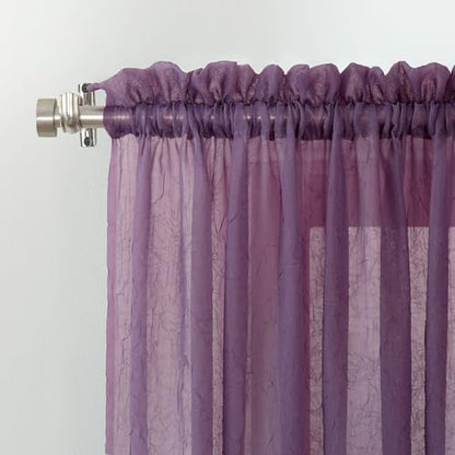 No. 918 Erica Crushed Sheer Voile Rod Pocket Curtain Panel, 51" x 95", Purple - color: Purple, size: 51"W x 95"L (Pack of 1)