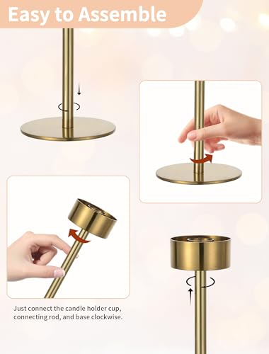 NUPTIO Hurricane Candle Holder for Centerpiece, Set of 6 Candlestick Holder - color: Brass - Clear, size: 6pcs