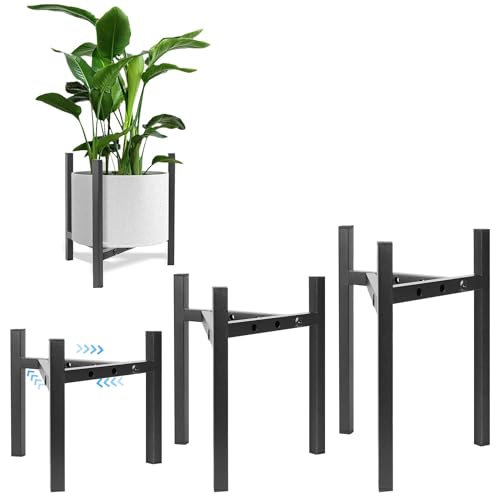 3팩 블랙 메탈 식물 스탠드, 20.3-30.5cm(8-12인치) 화분에 적합 ( - color: 블랙.