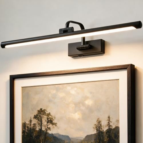 24" Battery Operated Picture Light for Wall,Remote Control - color: Black, size: 24 inches