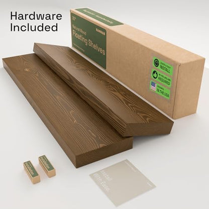 Solid Wood Floating Shelves for Wall 30 Inches Long, Walnut Wooden Shelf - color: Walnut, size: 30 Inch