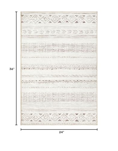 cotiled Washable 2x3 Entryway Rugs: Boho Moroccan Soft Small Rug - color: Light Brown/Cream, size: 2' x 3' (Rectangular)