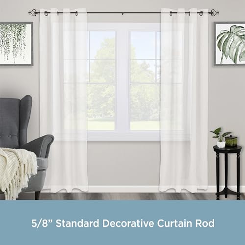 Kenney KN65407 Serena Large Plastic Heart Scroll End Standard Decorative Window Curtain Rod, 48-84" Adjustable Length, Chocolate Finish, 5/8" Diameter Steel Tube - size: 48-84"