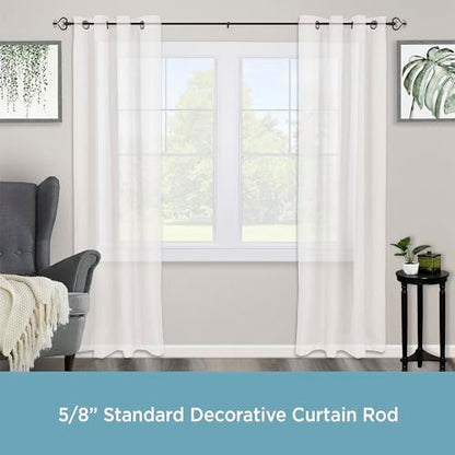 Kenney KN65407 Serena Large Plastic Heart Scroll End Standard Decorative Window Curtain Rod, 48-84" Adjustable Length, Chocolate Finish, 5/8" Diameter Steel Tube - size: 48-84"